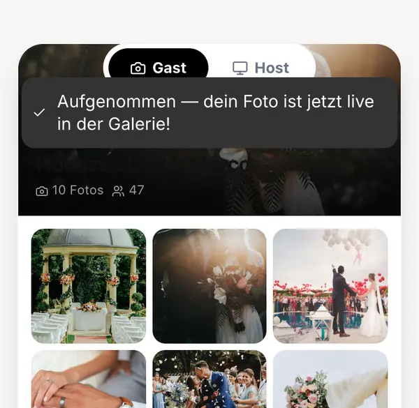 Gast-Ansicht: Foto aufgenommen und direkt in der Galerie