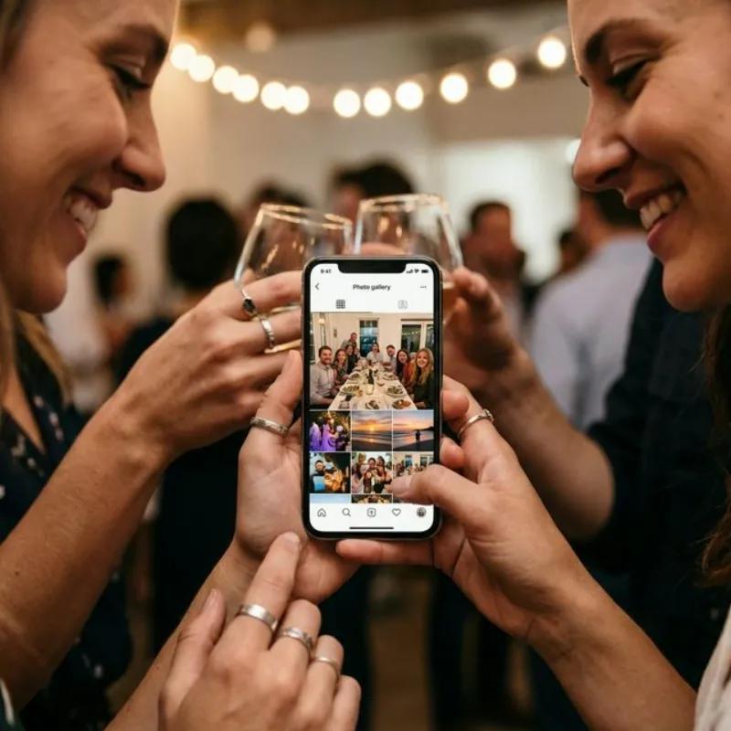 Hochzeitsgäste im privaten Foto-Feed