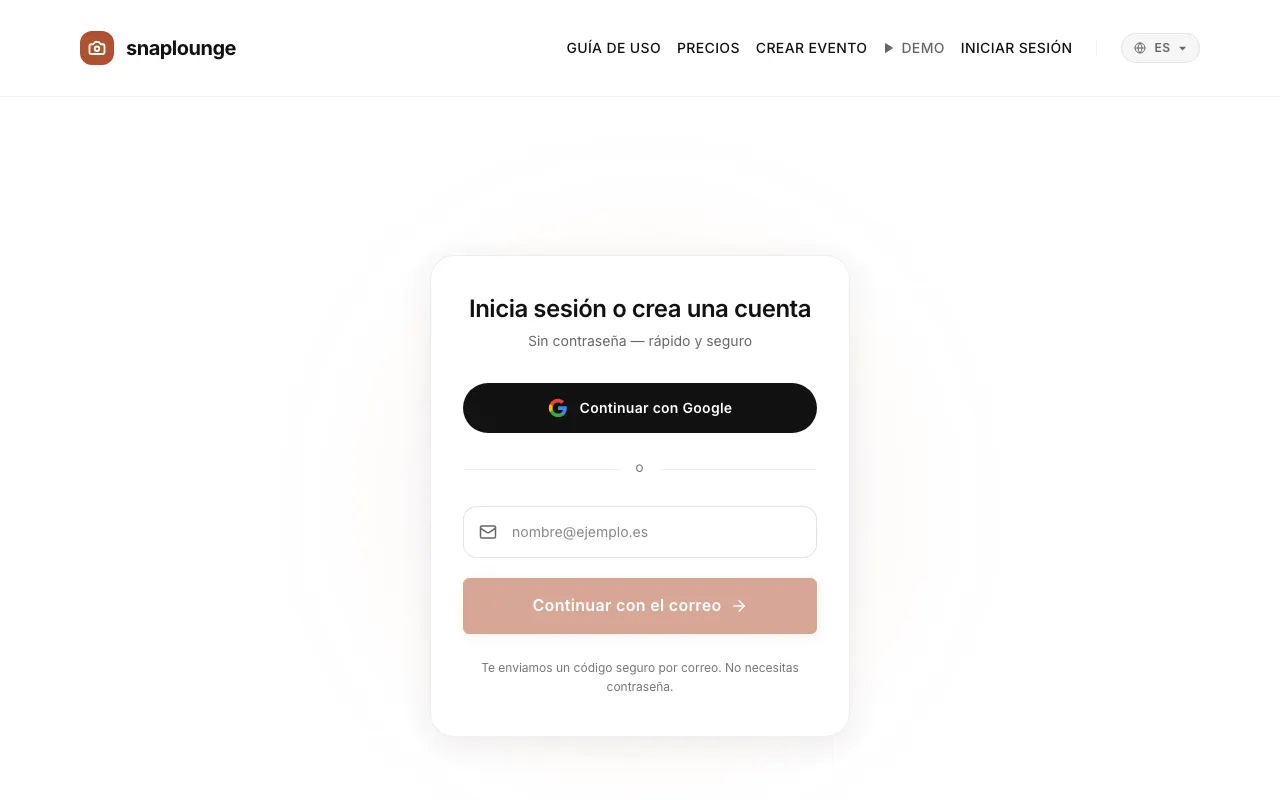 Imagen de la app: Toca „Iniciar sesión“ arriba a la derecha.
