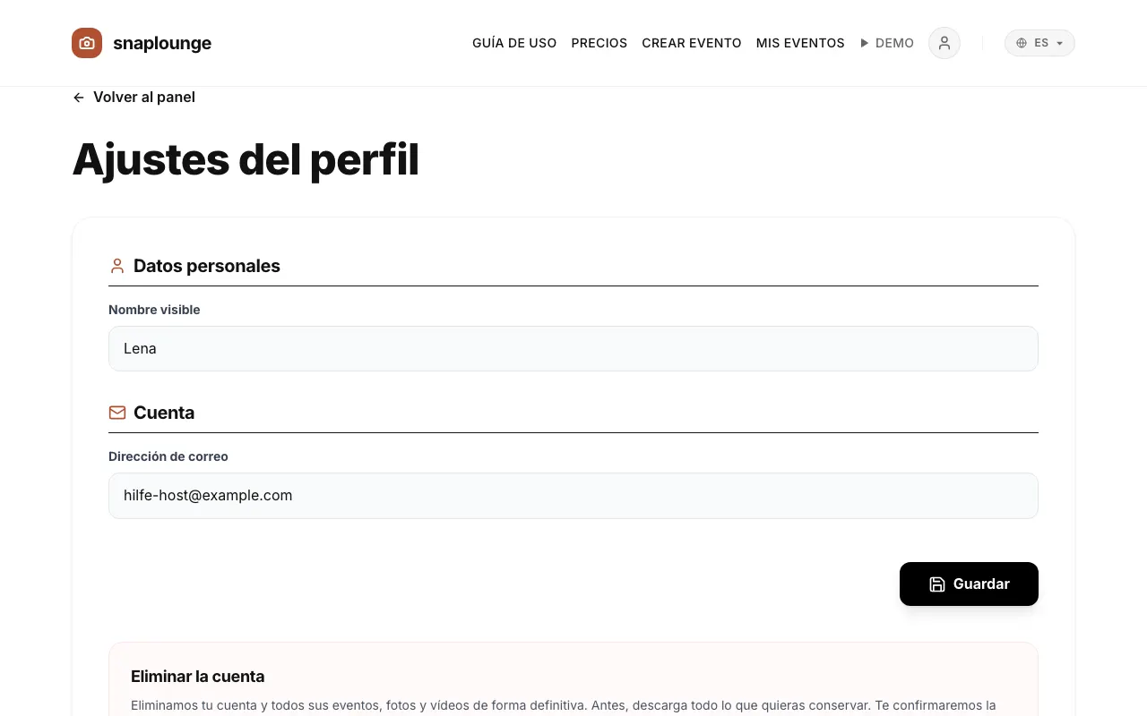 Imagen de la app: Toca el icono de persona arriba a la derecha y después „Ajustes del perfil“.