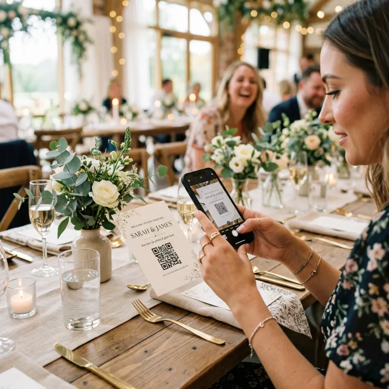 Gast scannt den QR-Code auf dem Tisch
